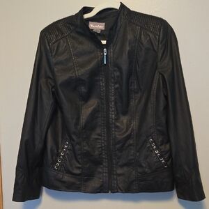 TanJay Black Faux Leather Jacket for Women 10
